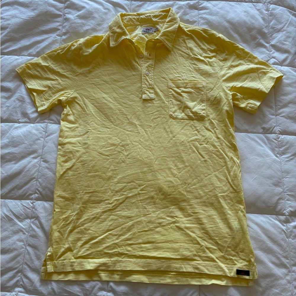 NWOT Men’s Faherty Small Yellow Sunwashed Polo